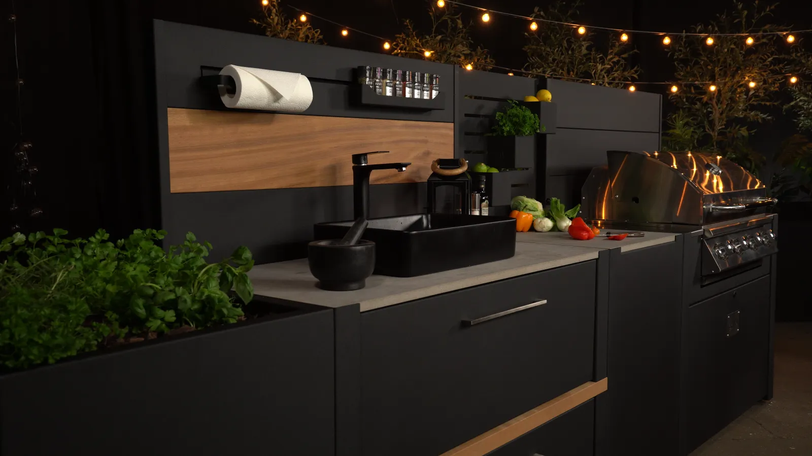 Marine-grade cabinetry in a bespoke outdoor kitchen built for year-round use
