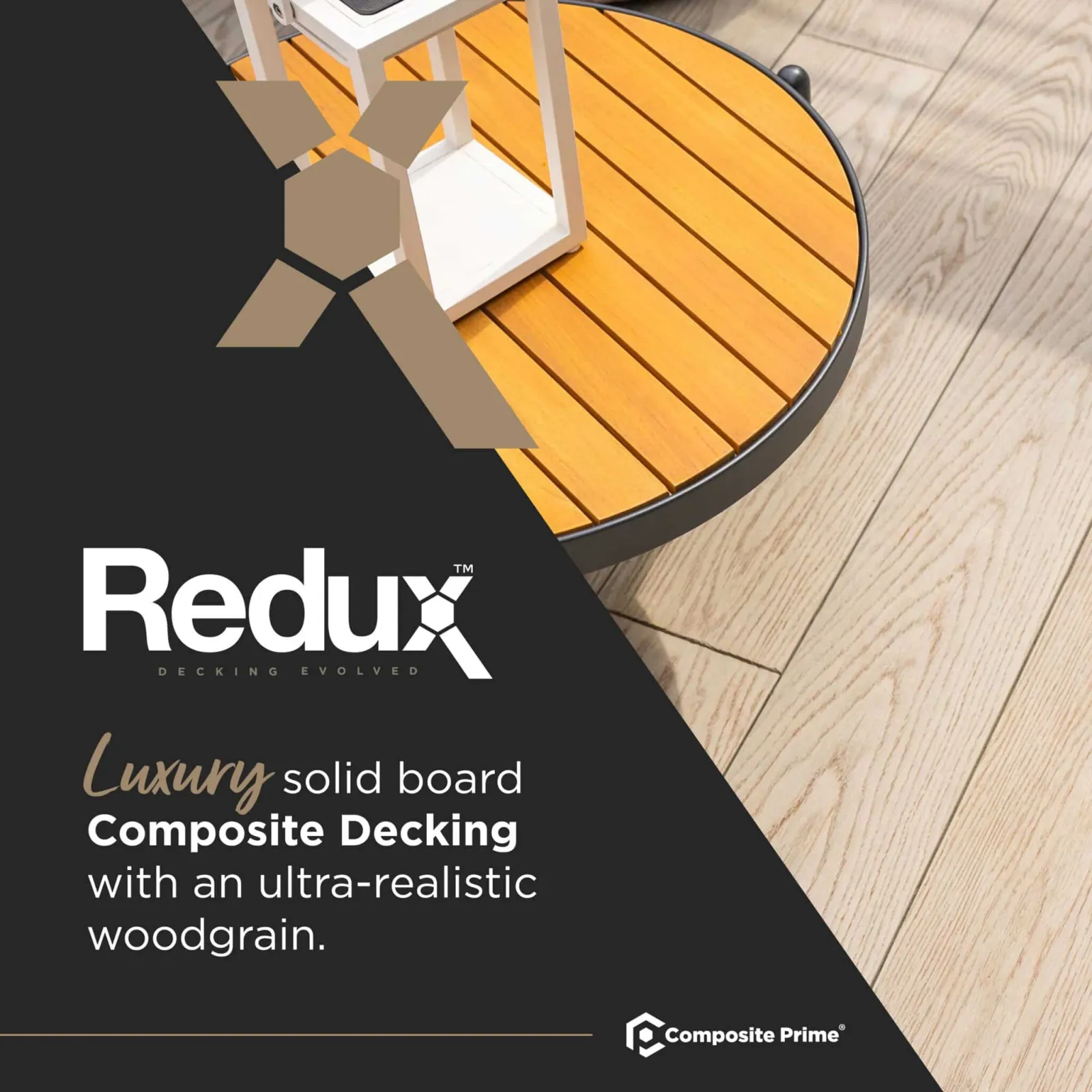 Redux composite decking made from sustainable materials