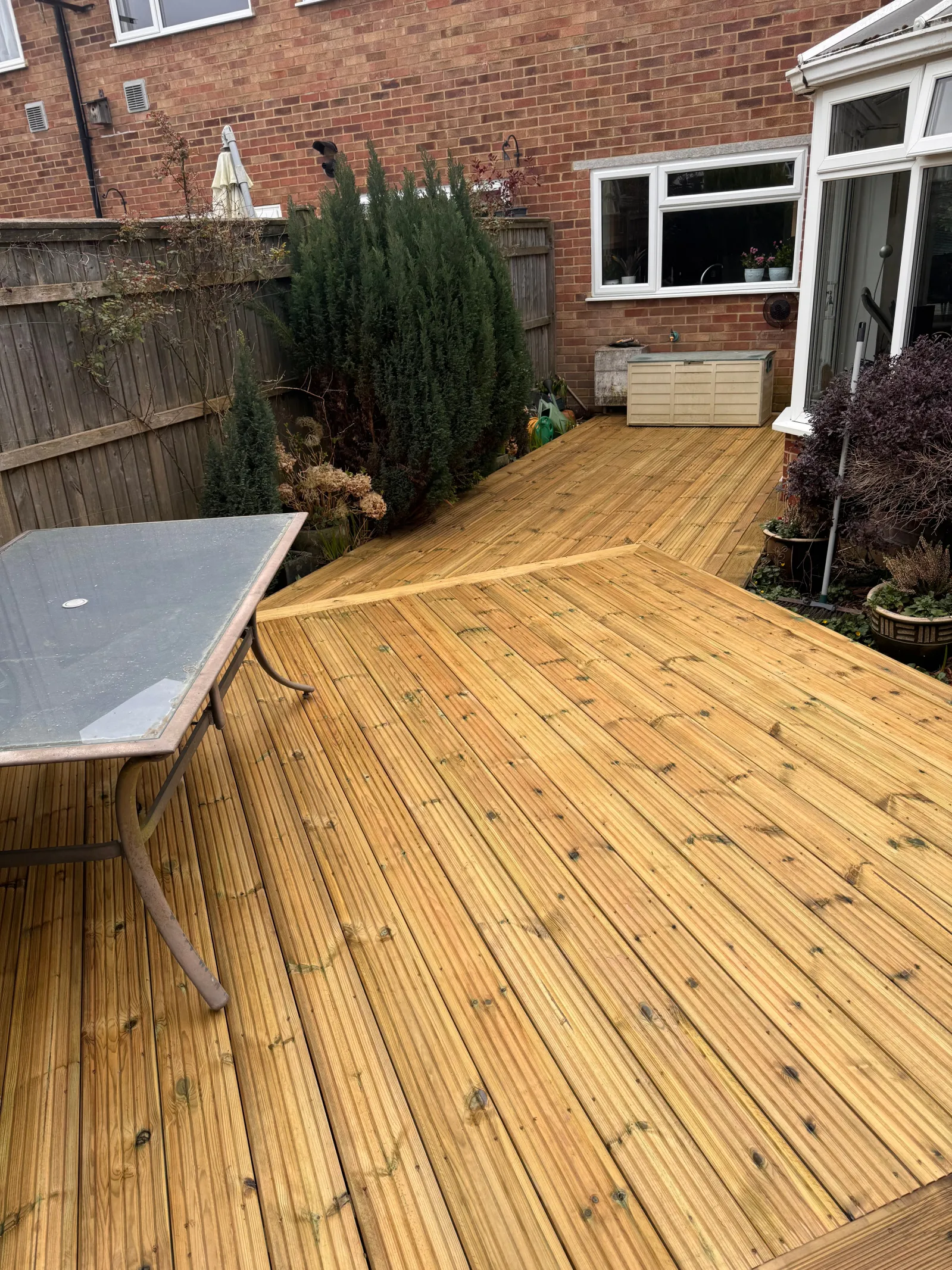 Softwood timber decking boards built to withstand the British climate
